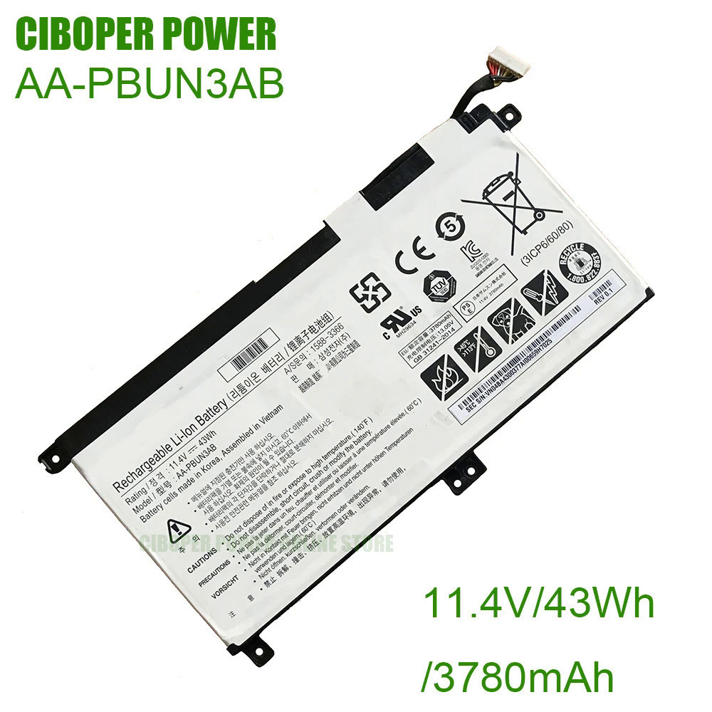 CP แล็ปท็อปแบตเตอรี่เปลี่ยน AA-PBUN3AB 11.4โวลต์/43Wh สำหรับโน๊ตบุ๊ค7 NP530E5M NP800G5M NP740U5L BA4