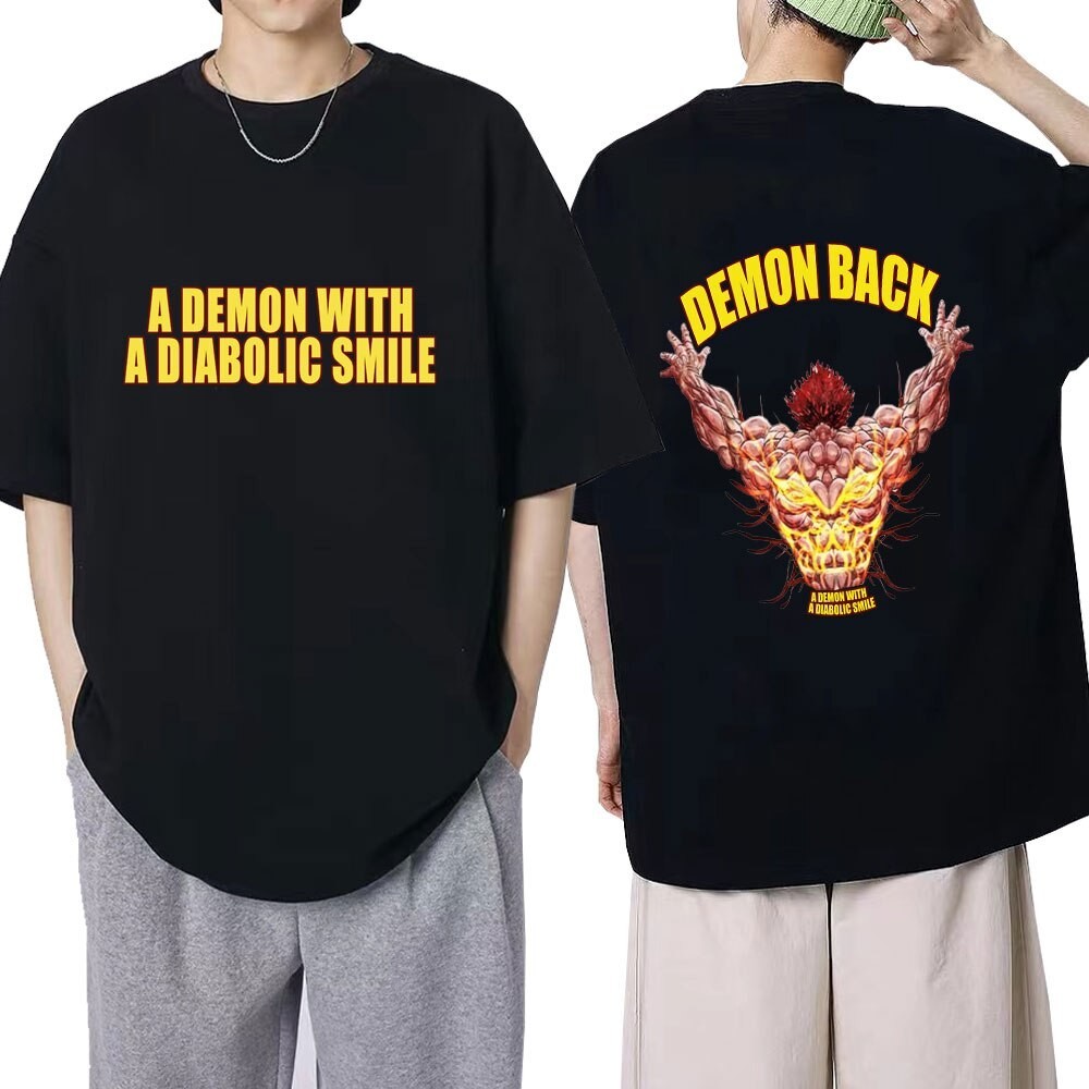 【COD】Anime Baki The Grappler Demon Back T Yujiro Hanma Gym Tshirts Men Women Harajuku T Shirts