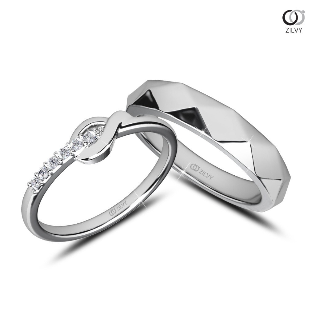 Zilvy Minimal Ring - แหวนคู่เพชรน้ำร้อย (BR508/GR1455)