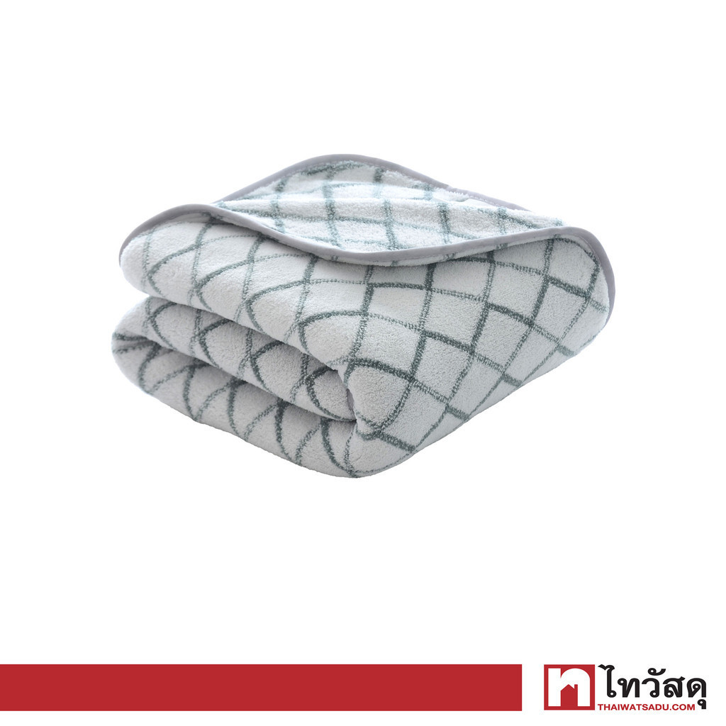 KASSA HOME ผ้าขนหนูเช็ดตัว Jacquard Fleece รุ่น SH7576-T19B-BL ขนาด 69 x 137 ซม. สีฟ้า