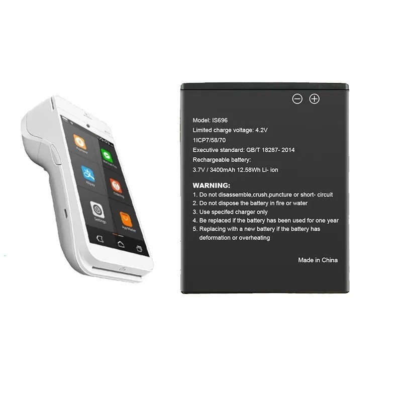 เหมาะสำหรับ PAX A920 IS696 3.7V แบตเตอรี่ลิเธียมไอออนแบบชาร์จไฟได้ POS แบตเตอรี่เทอร์มินัล