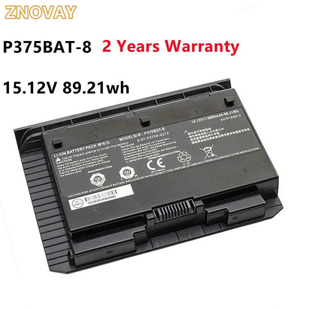ZNOVAY P375BAT-8แบตเตอรี่แล็ปท็อปสำหรับ Clevo X911 NP9390 P375S P375SM 6-87-P375S-427 15.12โวลต์89.2