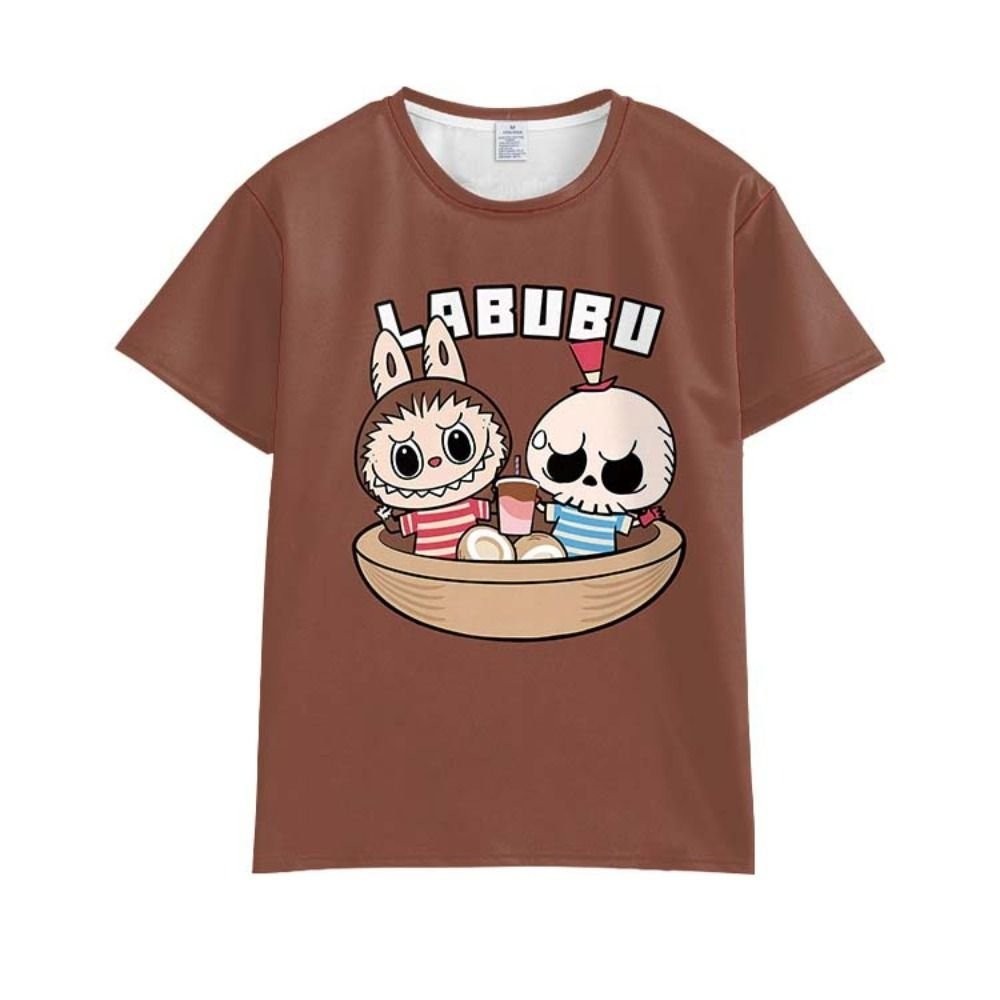 【High quality】DFJHDFGE Letter Labubu Time Cartoon Anime T-shirt Loose Oversized Labubu Short Sleeve 