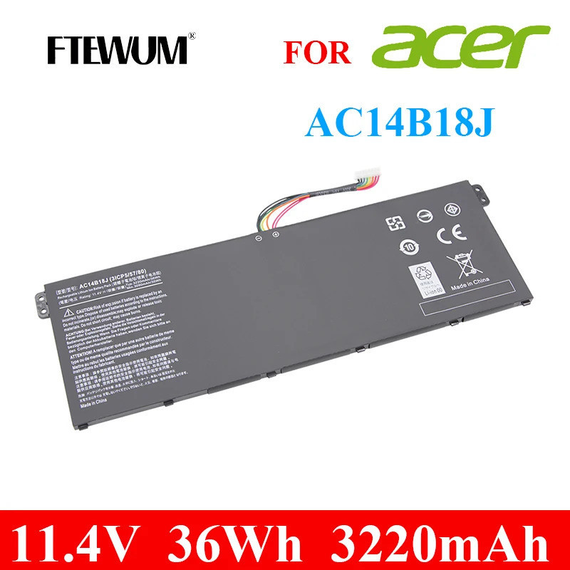 AC14B13J 11.1V 36Wh 3220MAh แบตเตอรี่แล็ปท็อป3เซลล์สำหรับ Acer Aspire E3-111 E3-112 AC14B18J B115-MP