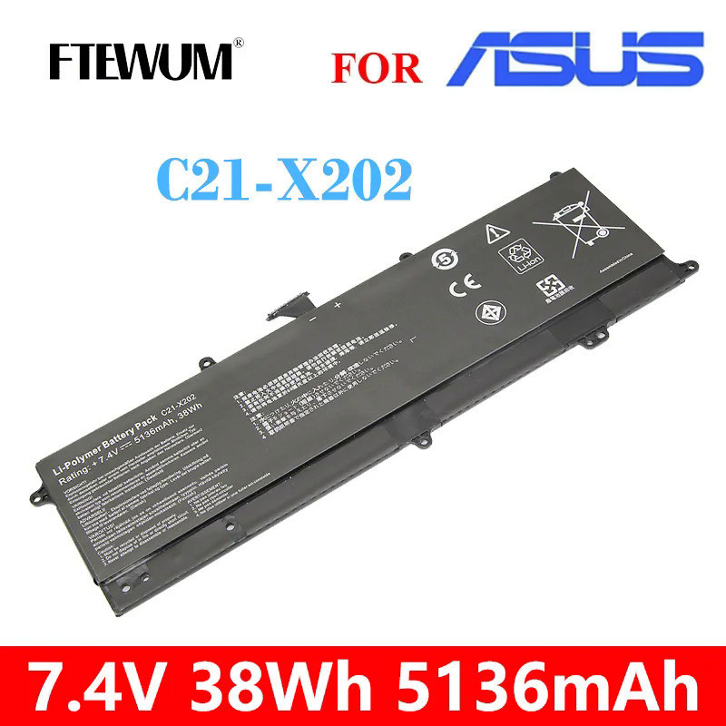 38Wh C21-X202 7.4V แบตเตอรี่แล็ปท็อปสำหรับ ASUS VivoBook S200 S200E X201 S200E-CT1 X202E S200E-CT209