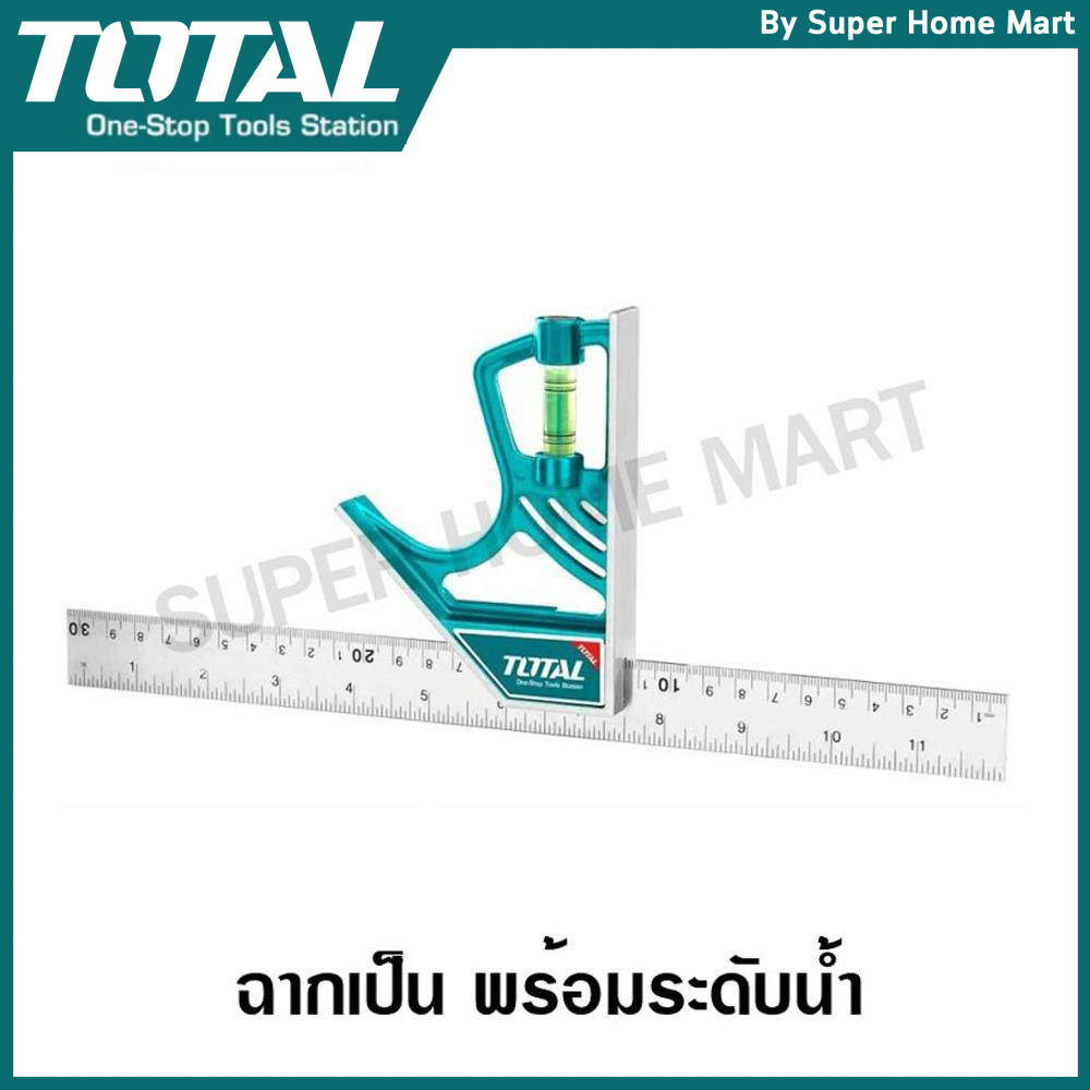 Total ฉากเป็น 12 นิ้ว (มีแม่เหล็ก) พร้อมระดับน้ำ รุ่น TMT653005 ( Combination Square ) ไม่บรรทัด สแตนเลส ฉาก ฉากช่างไม้ ฉากแสตนเลส