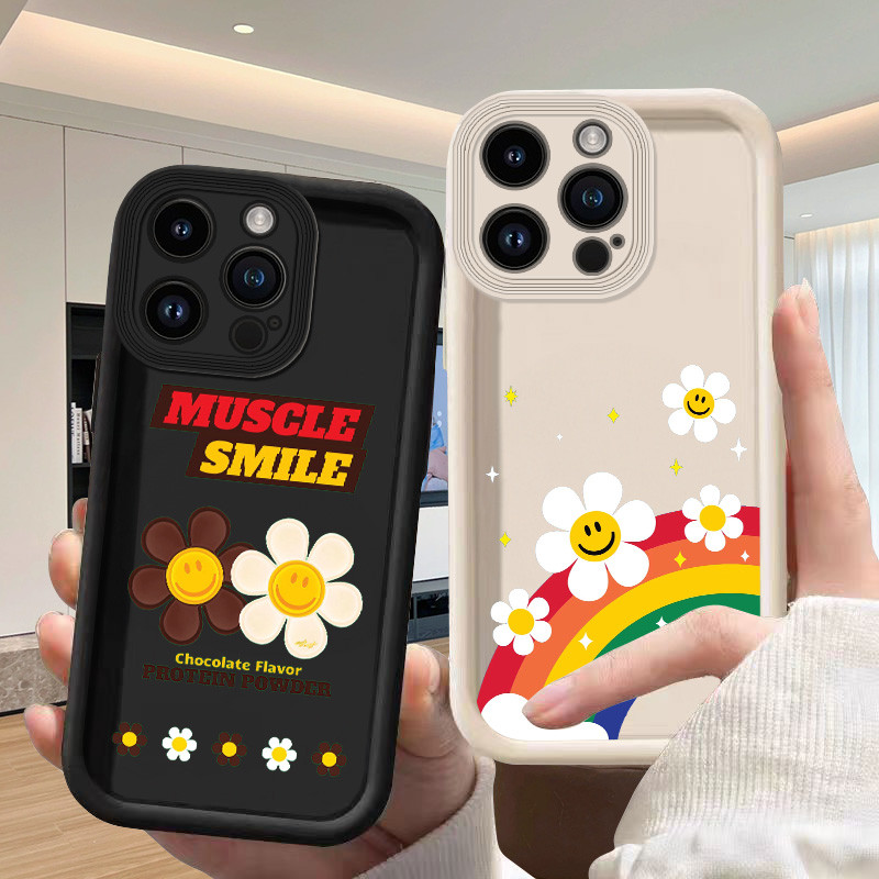 สายรุ้งดอกไม้ เคส iPhone 15 pro max 14 13 12 pro 11 XS max XR X SE2/3 6 Plus 7 8 6s h3b1340