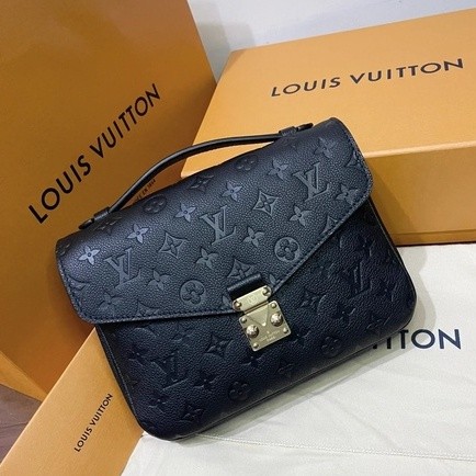 LV หลุยส์ วิตตอง M41487/M44881 POCHETTE MÉTIS สีดำ/สีเบจนูนกระเป๋าร่อซู้ลกระเป๋าสะพายข้างกระเป๋าสะพา