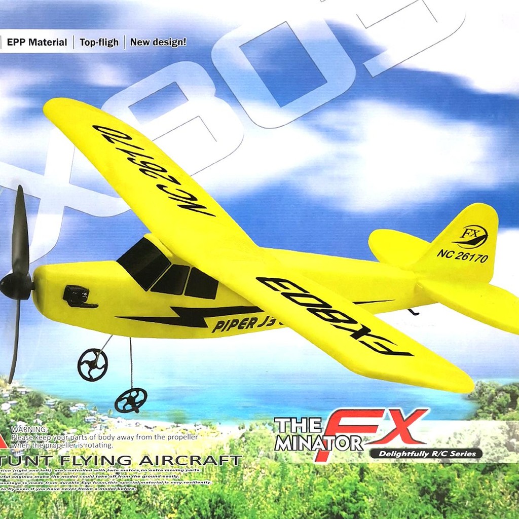 BKLTOY เครื่องบิน เครื่องบินโฟม บังคับวิทยุ Piper J-3 CUB เครื่องบินโฟมไพเพอร์เจ3 คละสี FX803