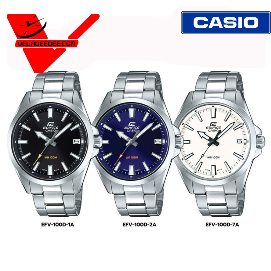 Casio Edifice นาฬิกาข้อมือผู้ชาย สายสแตนเลส (ประกัน CMG ศูนย์เซ็นทรัล1) รุ่น EFV-100D-1A (สีดำ) EFV-