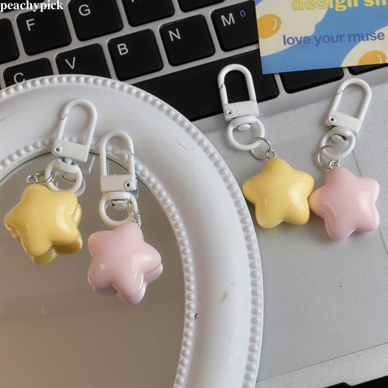 peachypick น่ารักอ้วน Milky Yellow Star Key Chain สาวหัวใจ Pentagram จี้นักเรียนคู่อุปกรณ์เสริม