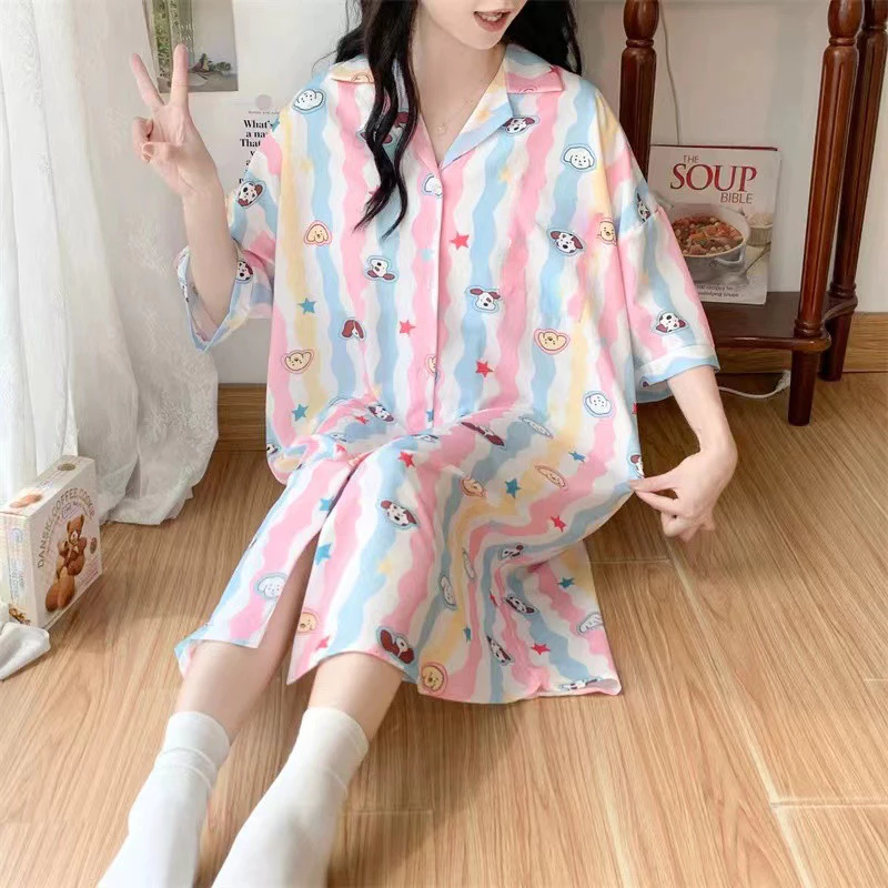 2266-1 SBT ชุดนอนกระโปรงลวดลายและสีสันสุดน่ารัก ชุดนอนสไตล์สาวหวาน CUTE CUTE สินค้ามีขนาดเดียว พร้อมส่งจากไทย