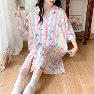 2266-1 SBT ชุดนอนกระโปรงลวดลายและสีสันสุดน่ารัก ชุดนอนสไตล์สาวหวาน CUTE CUTE สินค้ามีขนาดเดียว พร้อมส่งจากไทย