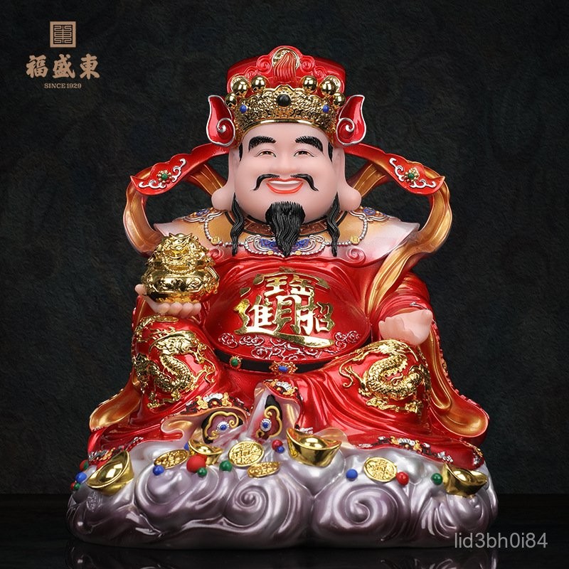 Fushengdong พระพุทธรูปหินอ่อนสีขาวเทพเจ้าแห่งความมั่งคั่งรูปปั้นทองสัมฤทธิ์ใหม่ของเทพเจ้าแห่งความมั่