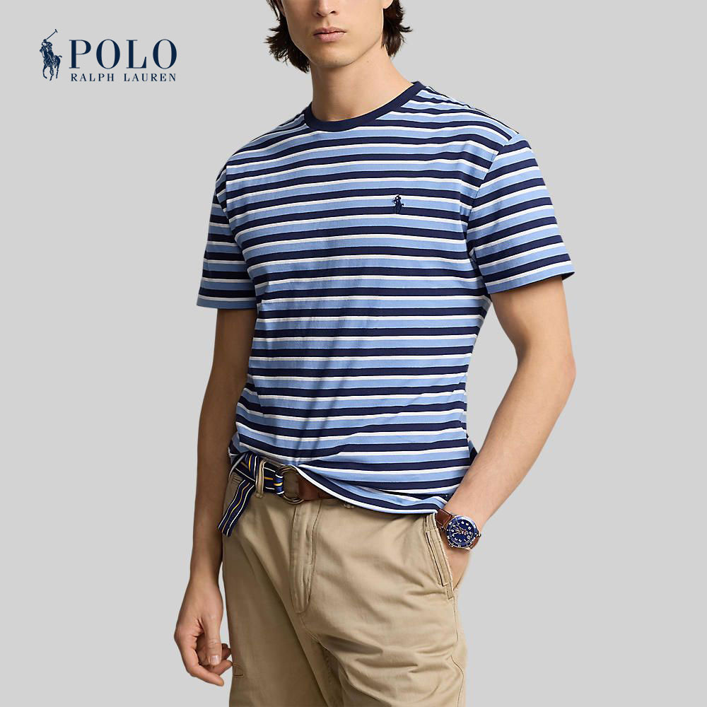 Polo Ralph Lauren เสื้อยืดผู้ชาย Classic Fit Striped Jersey T-Shirt รุ่น MNPOTSH1N822377 สีฟ้า