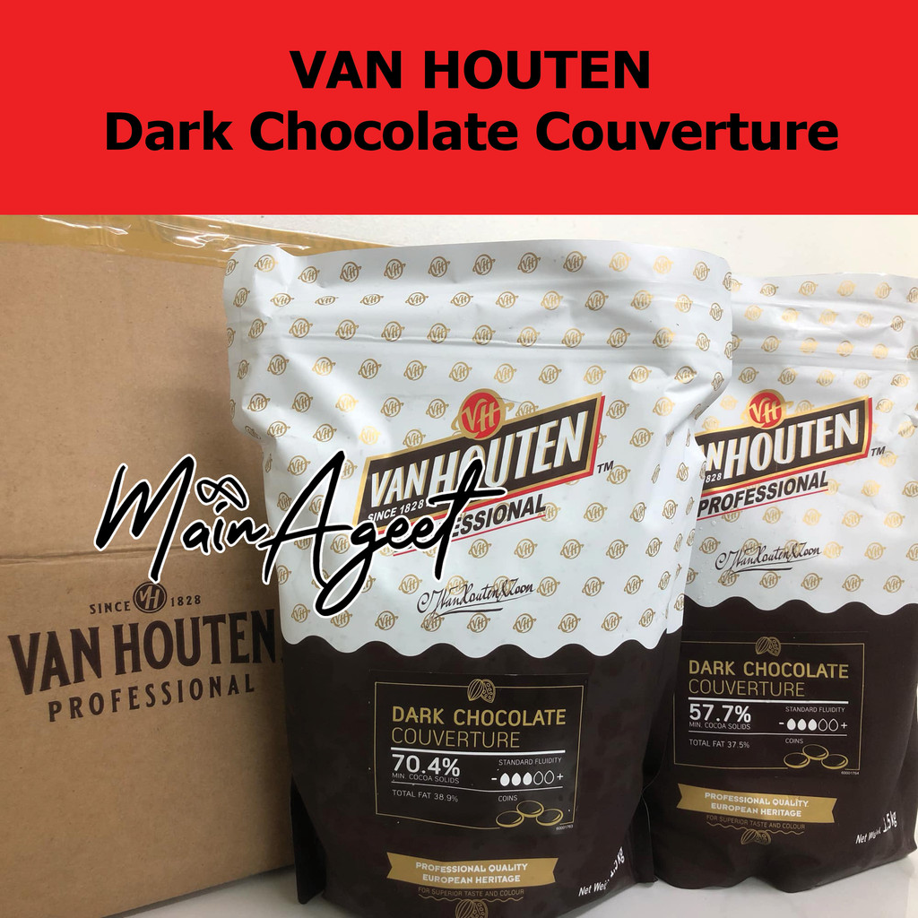 แวนฮูเต็น ดาร์กช็อกโกแลต 70.4 / 57.7 - 1.5Kg. Van Houten Dark Chocolate Couverture