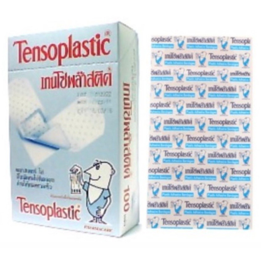 Tensoplastic (เทนโซพล๊าสติค) พลาสเตอร์ปิดแผล ชนิดพลาสติกใสกันน้ำ 100 ชิ้น/กล่อง 1 กล่อง Tensoplast เ