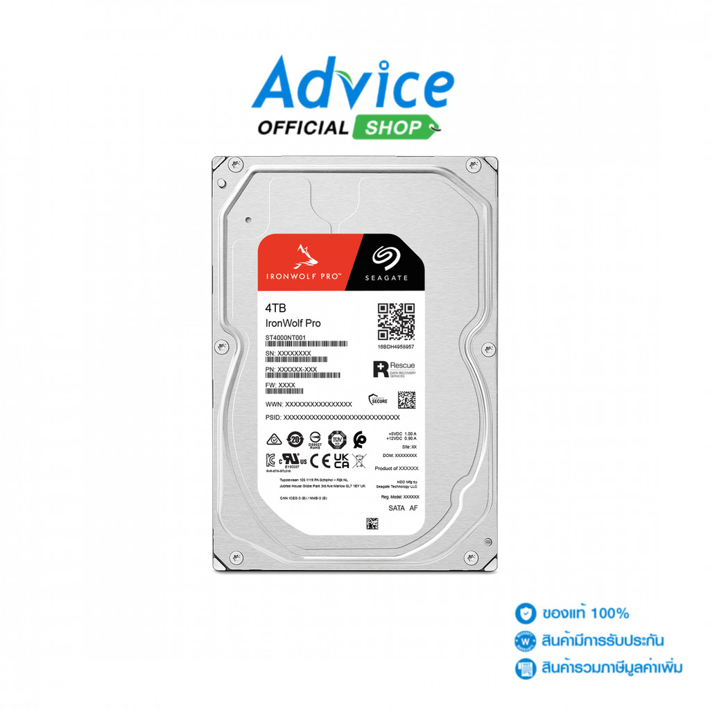 4  TB HDD SEAGATE IRONWOLF PRO (7200RPM, 256MB, SATA-3,ST4000NT001) - A0161623
