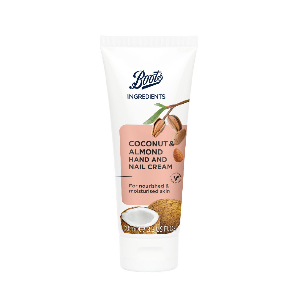 BOOTS INGREDIENTS บู๊ทส์ อินกรีเดียนส์ โคโคนัท แอนด์ อัลมอนด์ แฮนด์ แอนด์ เนล ครีม 100 มล.