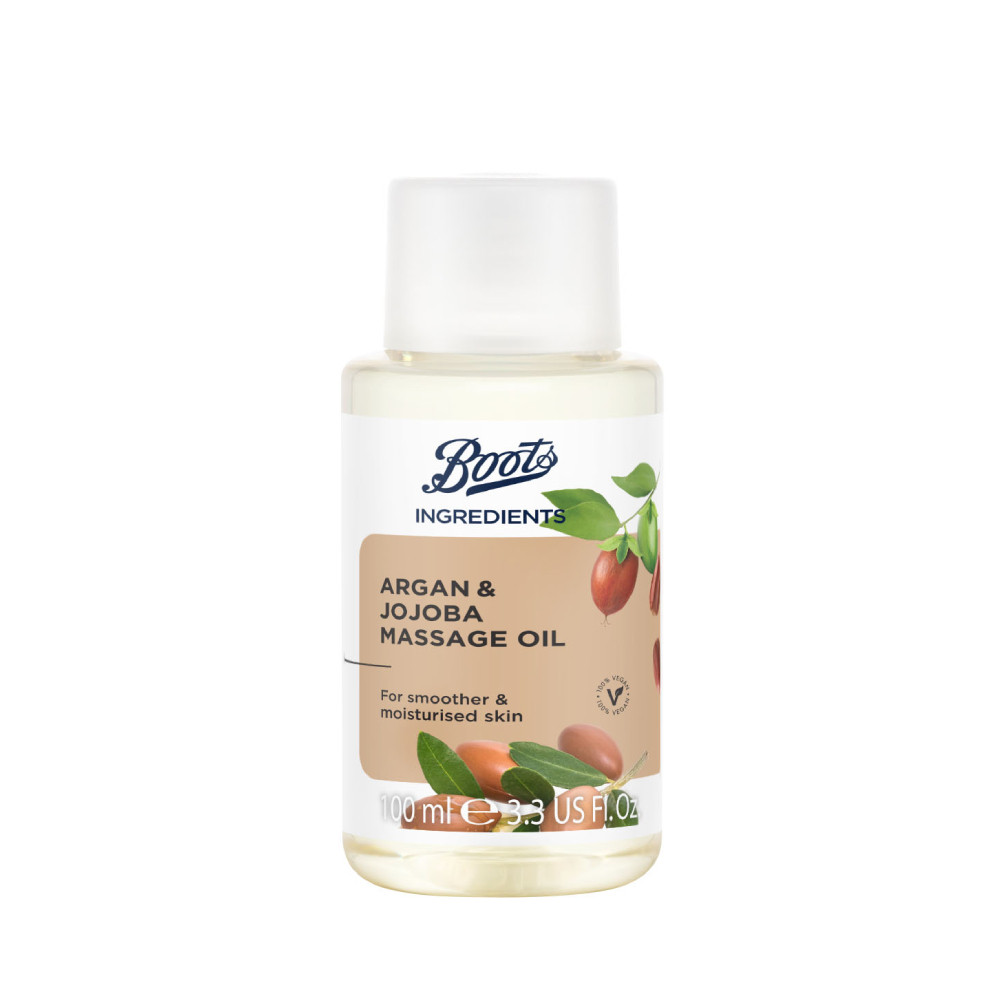 BOOTS INGREDIENTS บู๊ทส์ อินกรีเดียนส์ อาร์แกน แอนด์ โจโจบา มาสสาจ ออยล์ 100 มล.