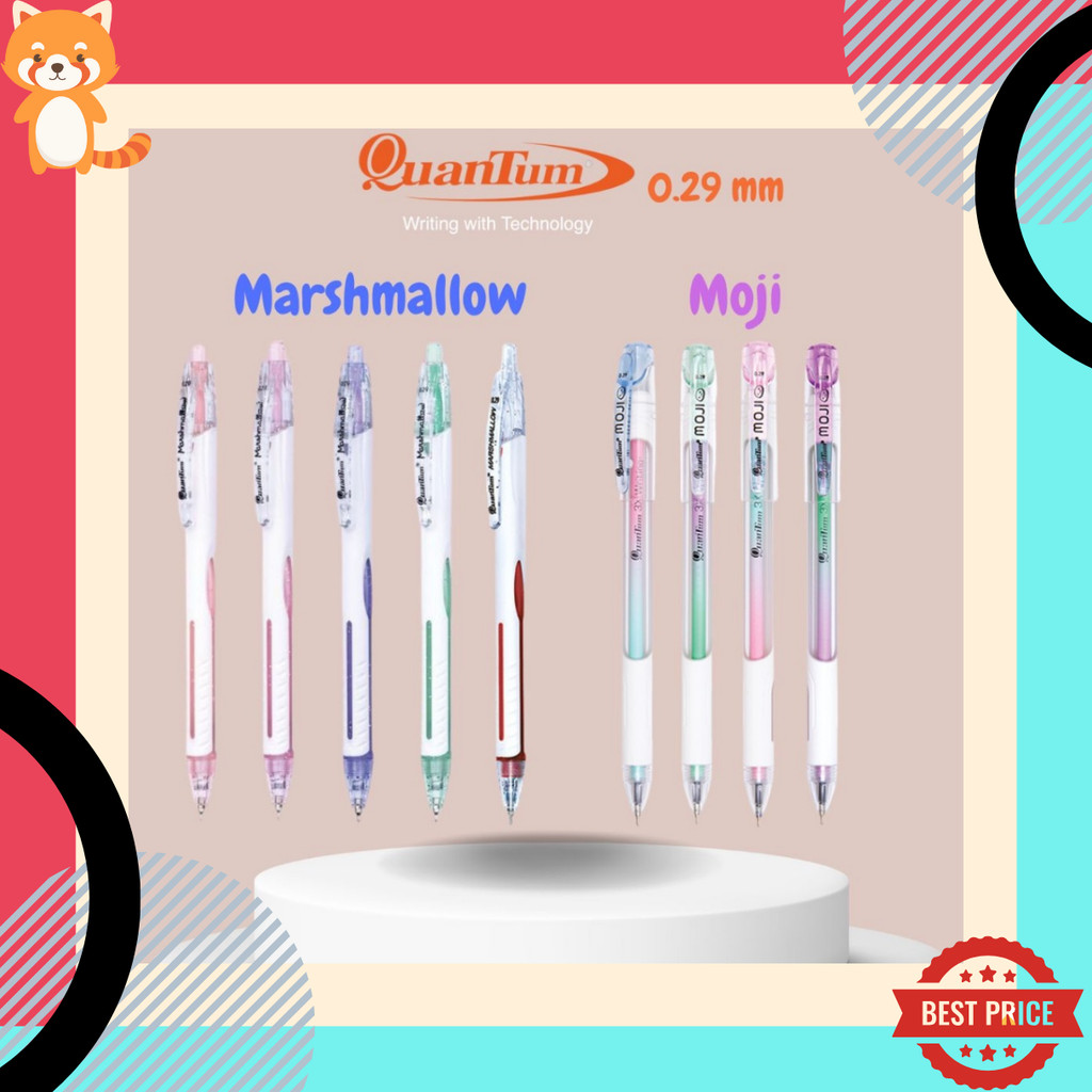 ปากกาลูกลื่น Quantum รุ่น Marshmallow และ Moji หัวเล็ก 0.29 มม. เส้นสวย เขียนลื่น เลือกสีได้ตามต้องการ ด้ามยางนุ่ม
