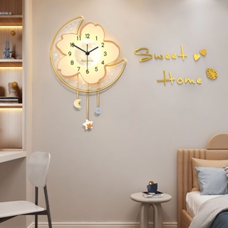 ☾∋อินเทอร์เน็ตคนดังCreative Wall CLOCKบ้านโมเดิร์นแฟชั่น 2023 ห้องนั่งเล่นนาฬิกาใหม่แขวนผนังนาฬิกาปิดเสียงLIGHT