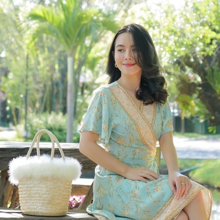 MyWay Brand :Dress ชุดเดรส Boho Sleeve Mint  👋เลื่อนดูขนาดที่รูปสุดท้ายน้า