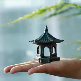 ☬❒♛ทรายสีม่วง Zen Hexagonal Pavilion เจดีย์เครื่องประดับถังปลาภูมิทัศน์สไตล์จีนใหม่เครื่องประดับบอนไซ Gazebo Rockery ตกแ