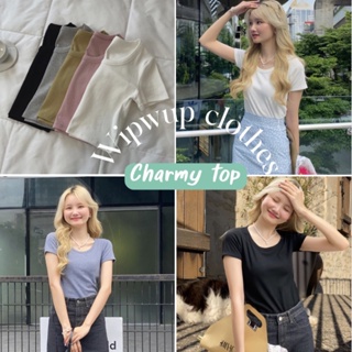 ✨พร้อมจัดส่ง✨ไวมาก เสื้อยืดCharmy คอกลม💒ผ้าร่องนุ่มมากก ยืดได้เยอะ