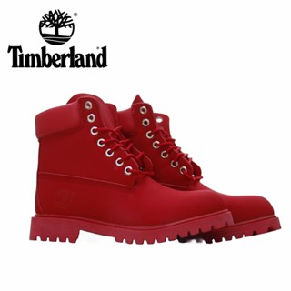 Timberland Nubuck รองเท้าบูทหนัง ข้อสูง กันความเมื่อยล้า สีแดง สไตล์คลาสสิก เหมาะกับใส่กลางแจ้ง ไซซ์ 36-46