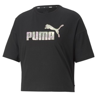 PUMA BASICS - เสื้อยืดผู้หญิง FLORAL VIBES Cropped สีดำ - APP - 67159401