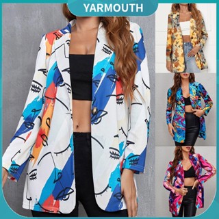 Yyr_ เสื้อสูท พิมพ์ลาย สีตัดกัน