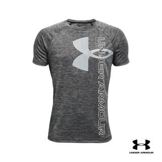 Under Armour UA Boys Tech™ Split Logo Hybrid Short Sleeve อันเดอร์ อาเมอร์ เสื้อเทรนนิ่ง สำหรับเด็กผู้ชาย รุ่น Hybrid