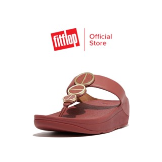 FITFLOP HALO METALLIC-TRIM LEATHER รองเท้าแตะแบบหูหนีบผู้หญิง รุ่น GS8-A70 สี RED