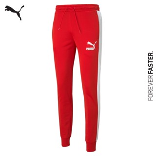 PUMA SPORT CLASSICS - กางเกงกีฬาผู้ชาย Iconic T7 Mens Track Pants สีแดง - APP - 53009811