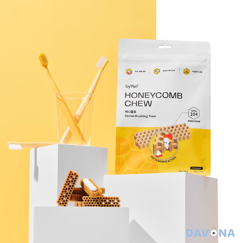 HONEYCOMB CHEW ขนมขัดฟันสุนัขอย่างล้ำลึก 360 องศา รูปรังผึ้ง ขจัดเศษอาหาร และ คราบพลัคอย่างหมดจด!