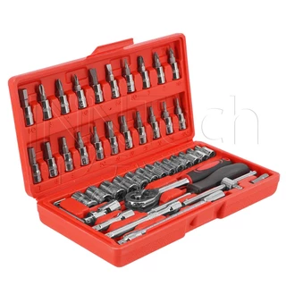 InnTech King Tools ชุดเครื่องมือ ประแจ ชุดบล็อก 46 ชิ้น แกน 1/4 นิ้ว (2 หุน) รุ่น WKT-46PCS เหล็ก CR-V Chrome Vanadium