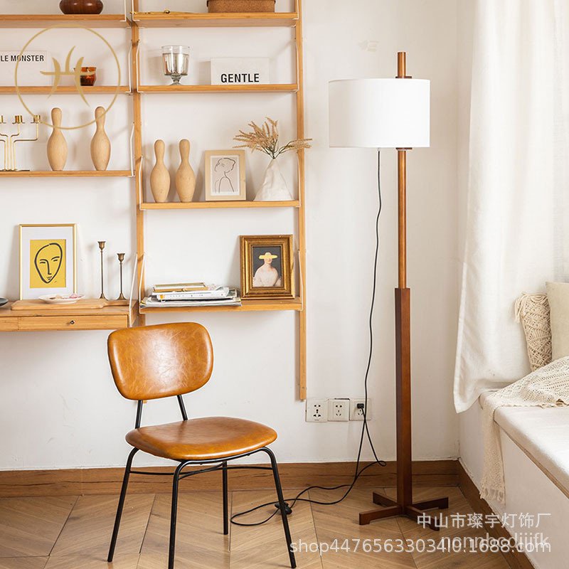 Retro Wooden Floor Lamp Bedroom Living Room Picture Study Hotel Villa Sofa Decoration Adjustable Ver