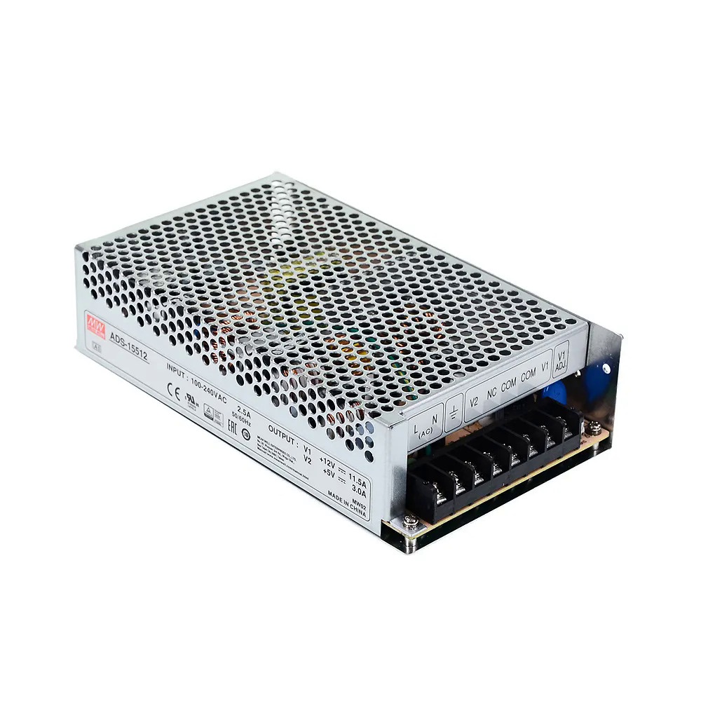 Original Mean Well ADS-15512 Meanwell Security Series 12V 5V 153W เอาต์พุตเดี่ยวพร้อม5V 3A Dc/dc Con