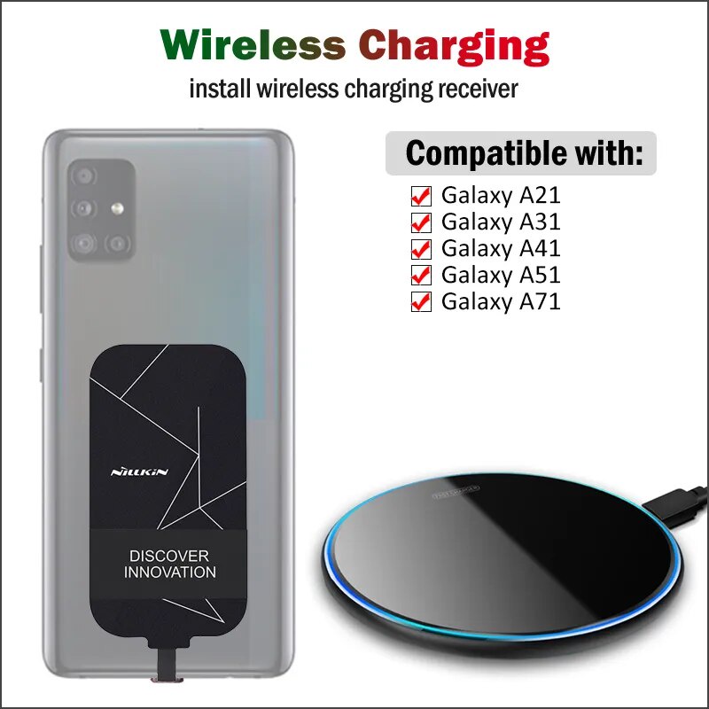 89j Qi Wireless Charging for Samsung Galaxy A21 A31 A41 A51 A71 A40 A50 Wireless Charger Pad+Nillkin Receiver USB  u28