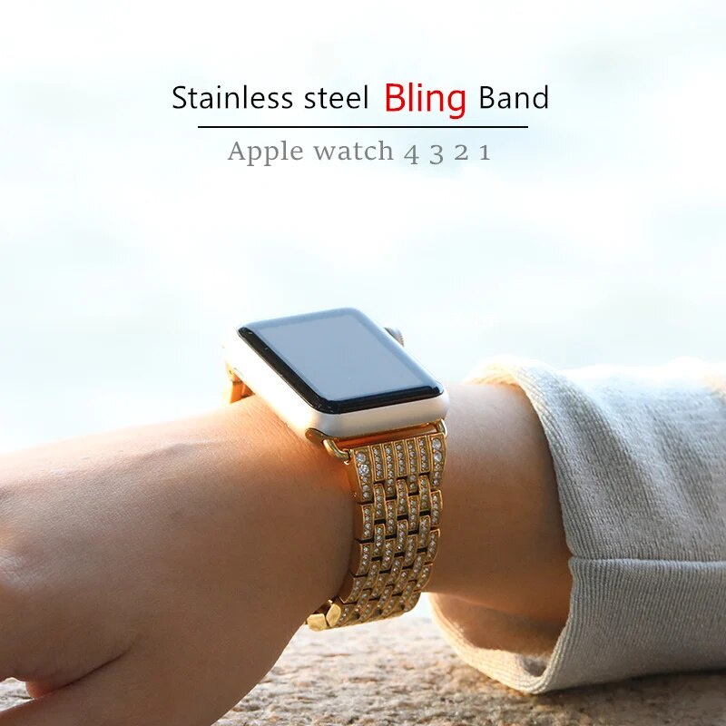 92N Bling strap for Apple watch band 40mm 44mm iWatch band 38mm 42mm Diamond stainless steel bracelet Apple watch  vfS
