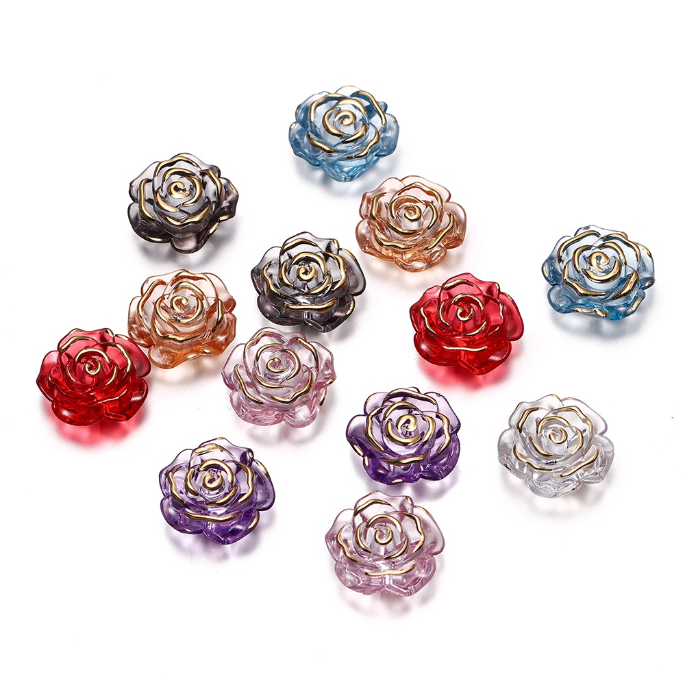 St.kunkka ลูกปัดอะคริลิค รูปดอกกุหลาบ ขนาดใหญ่ 19 มม. พร้อมรู สําหรับทําเครื่องประดับ สร้อยข้อมือ สร้อยคอ DIY 10 ชิ้น