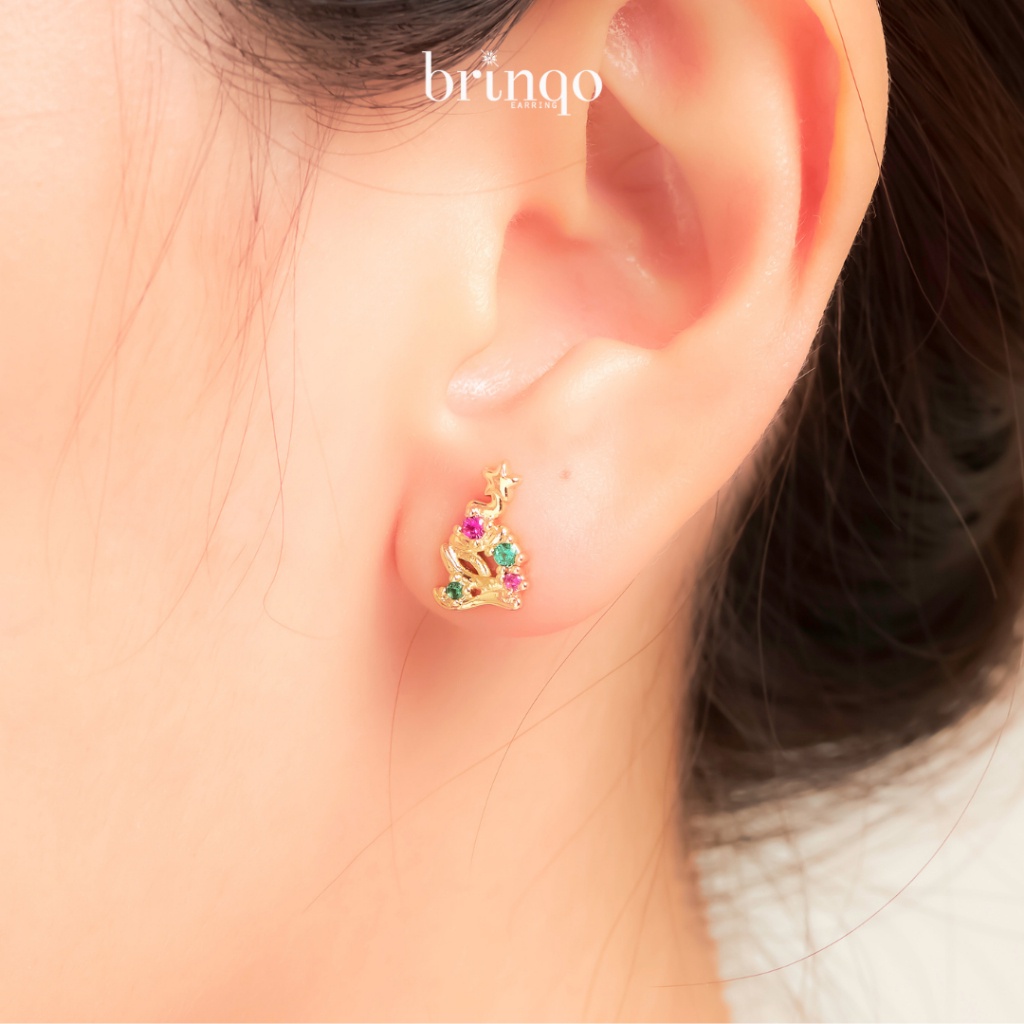 Brinqo 18K Brass Earring ต่างหูทองเหลือง18k  Christmas Earrings