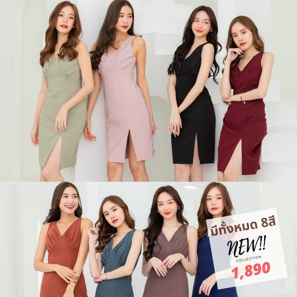 เดรส EVL003 Charlotte Dress ชุดใส่เที่ยว ชุดออกงาน ชุดเพื่อนเจ้าสาว | Evalynbrand