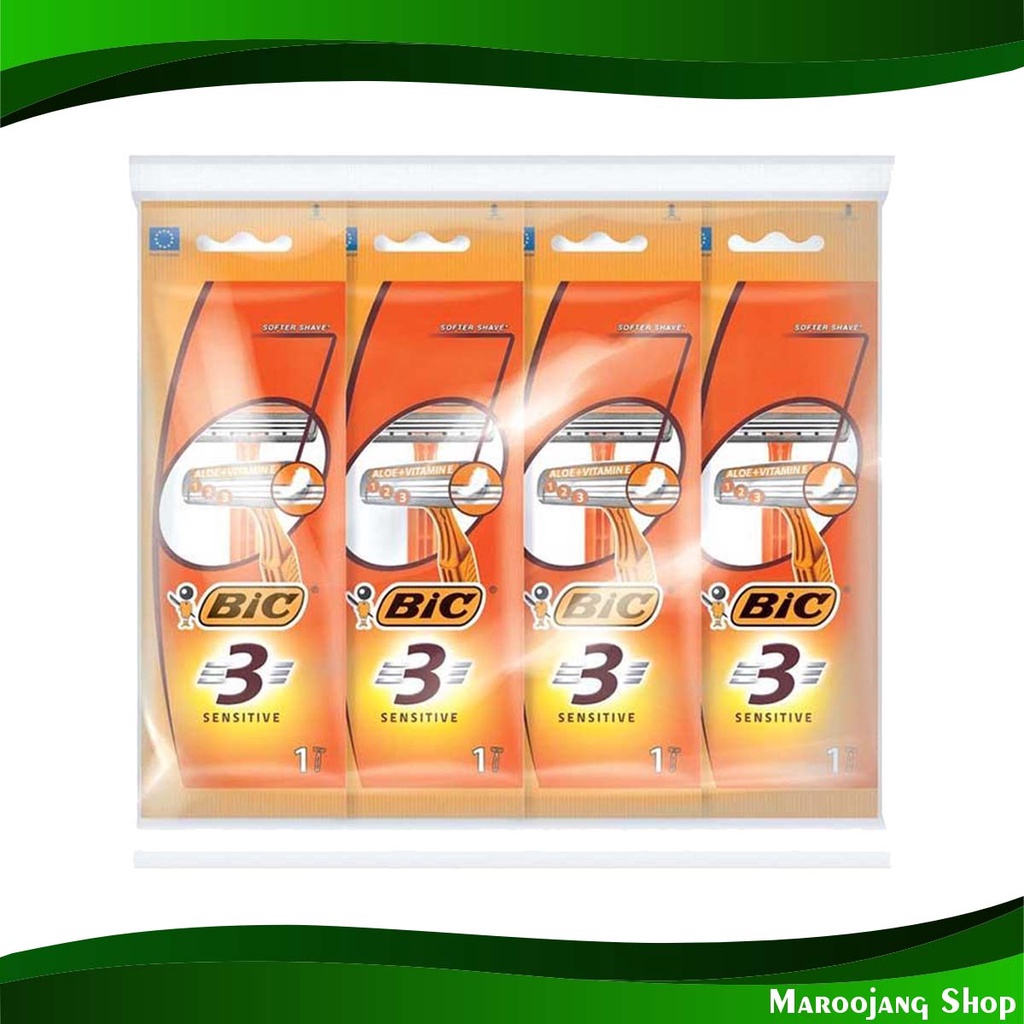 มีดโกน รุ่น 3 ใบมีด บิค 4 ด้าม Razor 3 Blade Model Bic