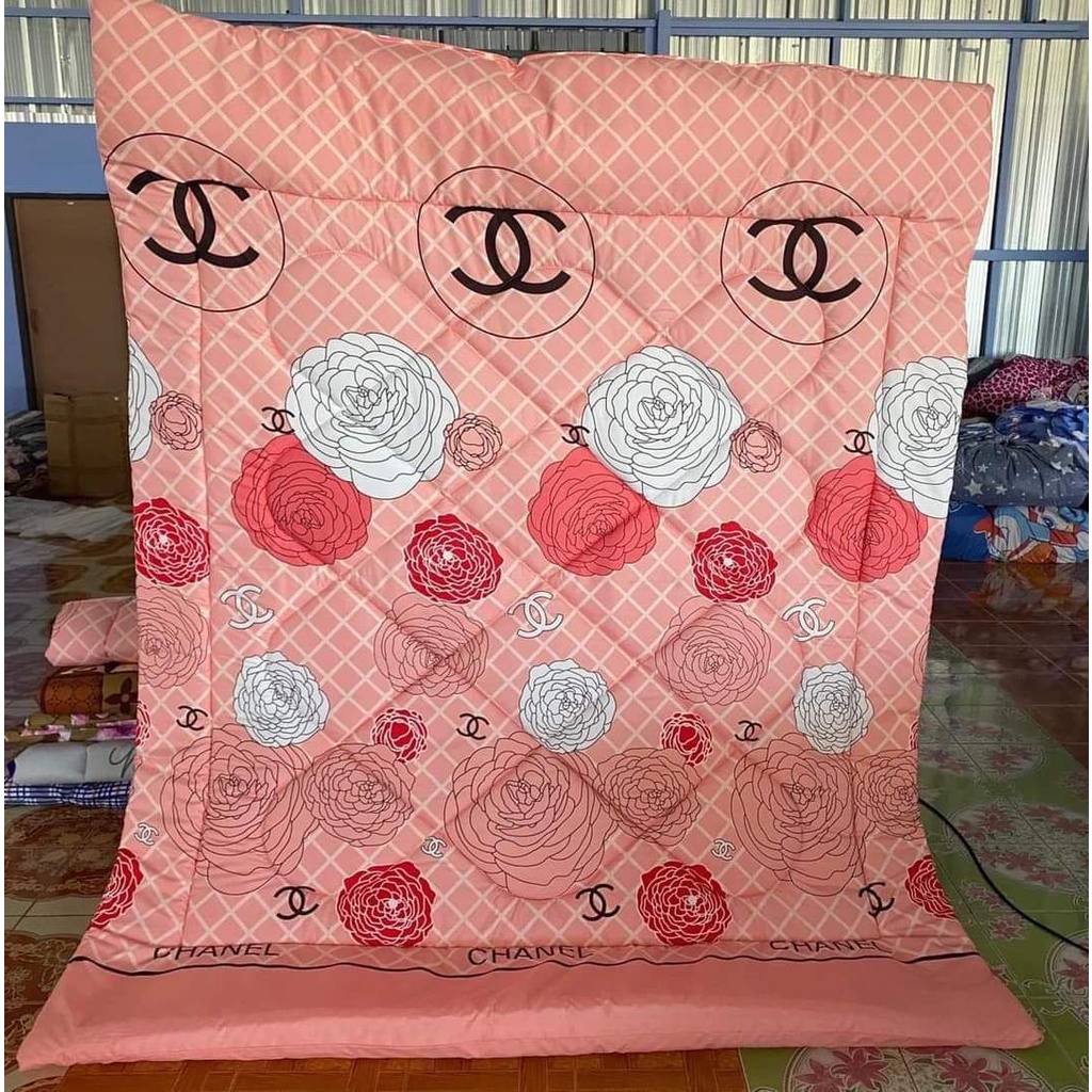New! Bed sheet set of 6 feet, pink Chanel pattern, set of 5-6 pcs, premium soft quilt