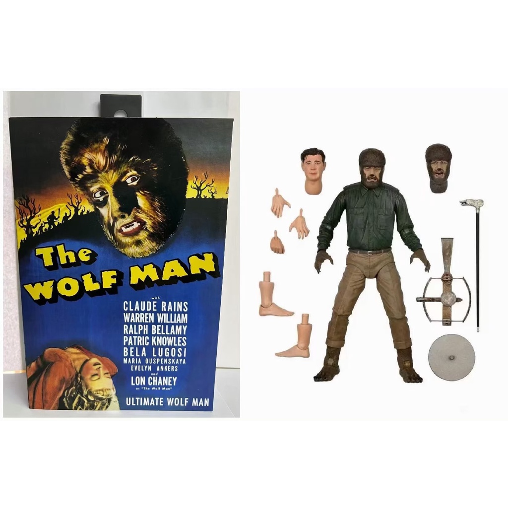 NECA Universal Monster Wolf Man Werewolf Black and White Color Version 7Action Figure-Inch Hand-Made