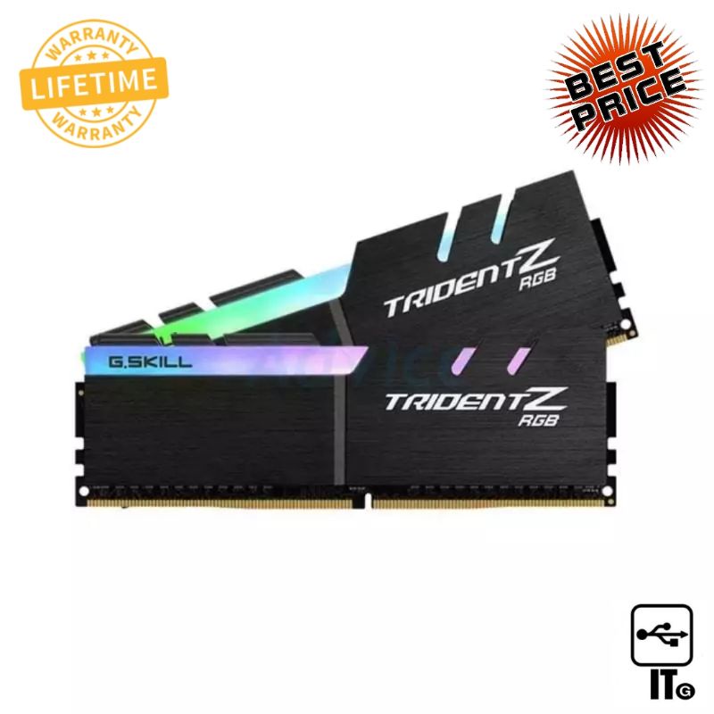RAM DDR4(3600) 16GB (8GBX2) G.SKILL TRIDENT Z RGB BLACK (F4-3600C18D-16GTZR) ประกัน LT.