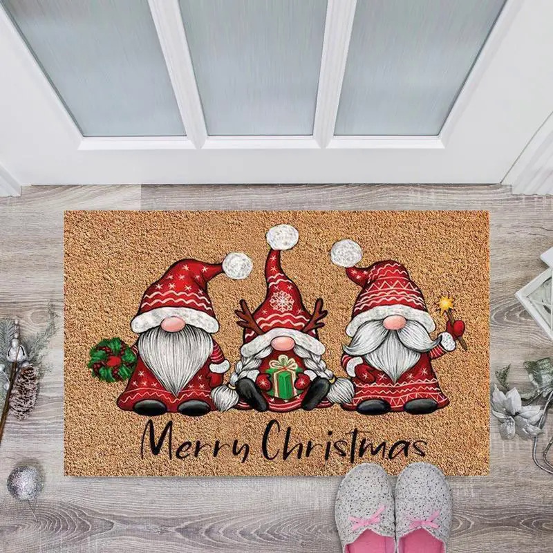 Christmas Welcome Gnome Doormat Front Porch Rugs Welcome Mat Christmas Gnome Door Mat Indoor Outdoor