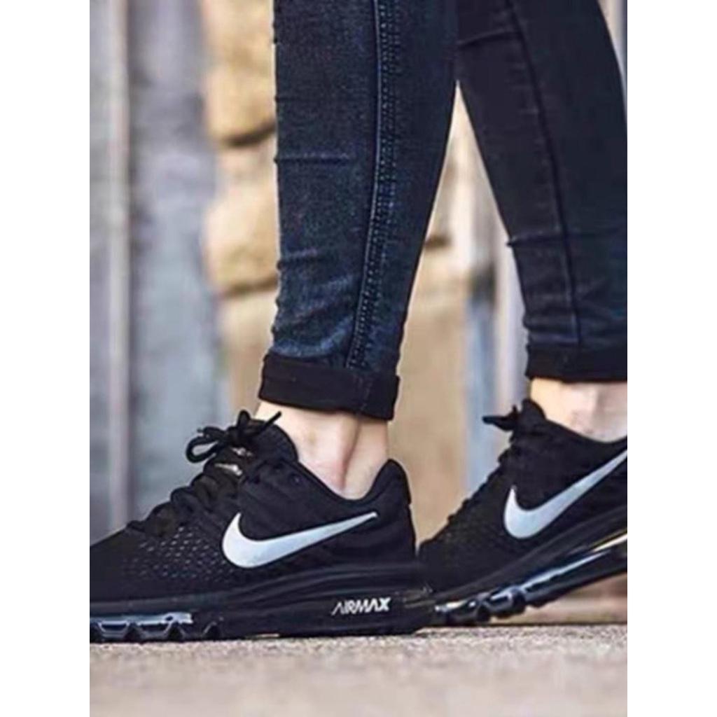 ✖┅☸Nike/Nike Air Max 2017 เบาะลมเต็มความยาวสีดำและสีขาวรองเท้าลำลองสำหรับบุรุษและสตรีระบายอากาศดูดซับแรงกระแทก